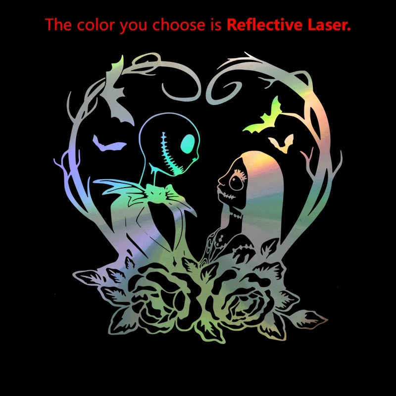 Jack and Sally Vinyl Art Sticker Car Window Bumper Decor, Graphic New Decal Jack Sally Love Stickers For Laptop Halloween Gift