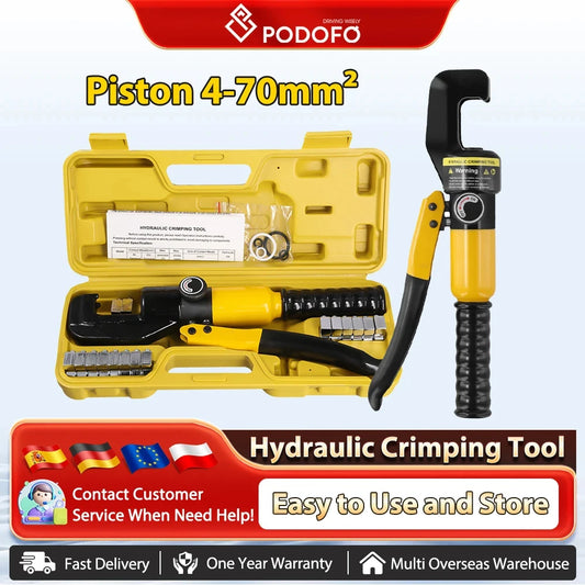 Podofo Home Hydraulic Pliers Pressure 10T Crimping Tools DIY Cable Terminal Wiring Pliers Cordless Crimping Pliers