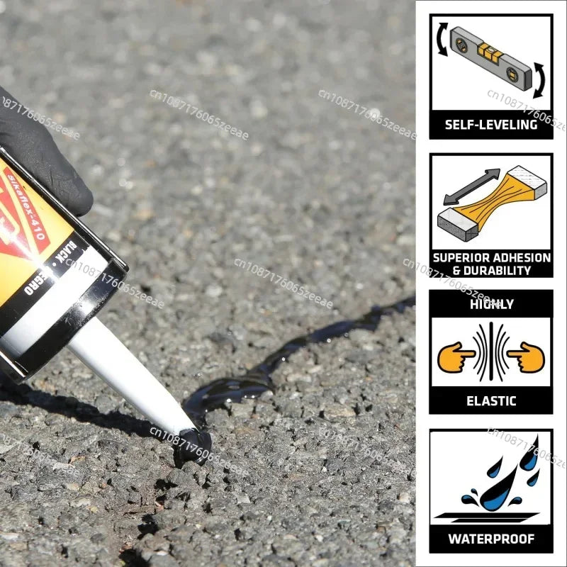 Asphalt & Concrete Sealant Bundle 6 9 Fl.oz. 410 Black Cartridges  1 10.1 Fl.oz. Gray Sikaflex Crac