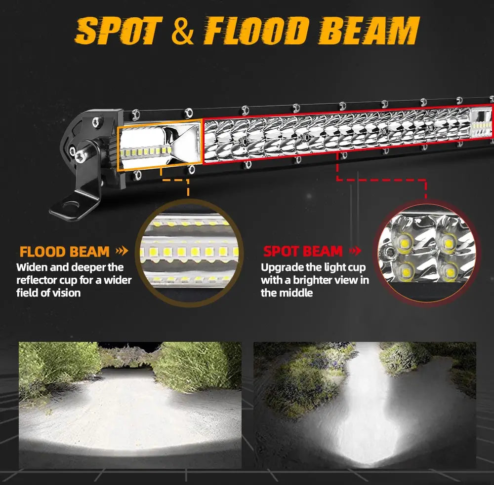 UNISHINE Slim 12D Led Light Bar 20-52inch Spot Flood Combo Beams LED Driving Light For SUV 4X4 Off Road LED Work Lamp 12V 24V