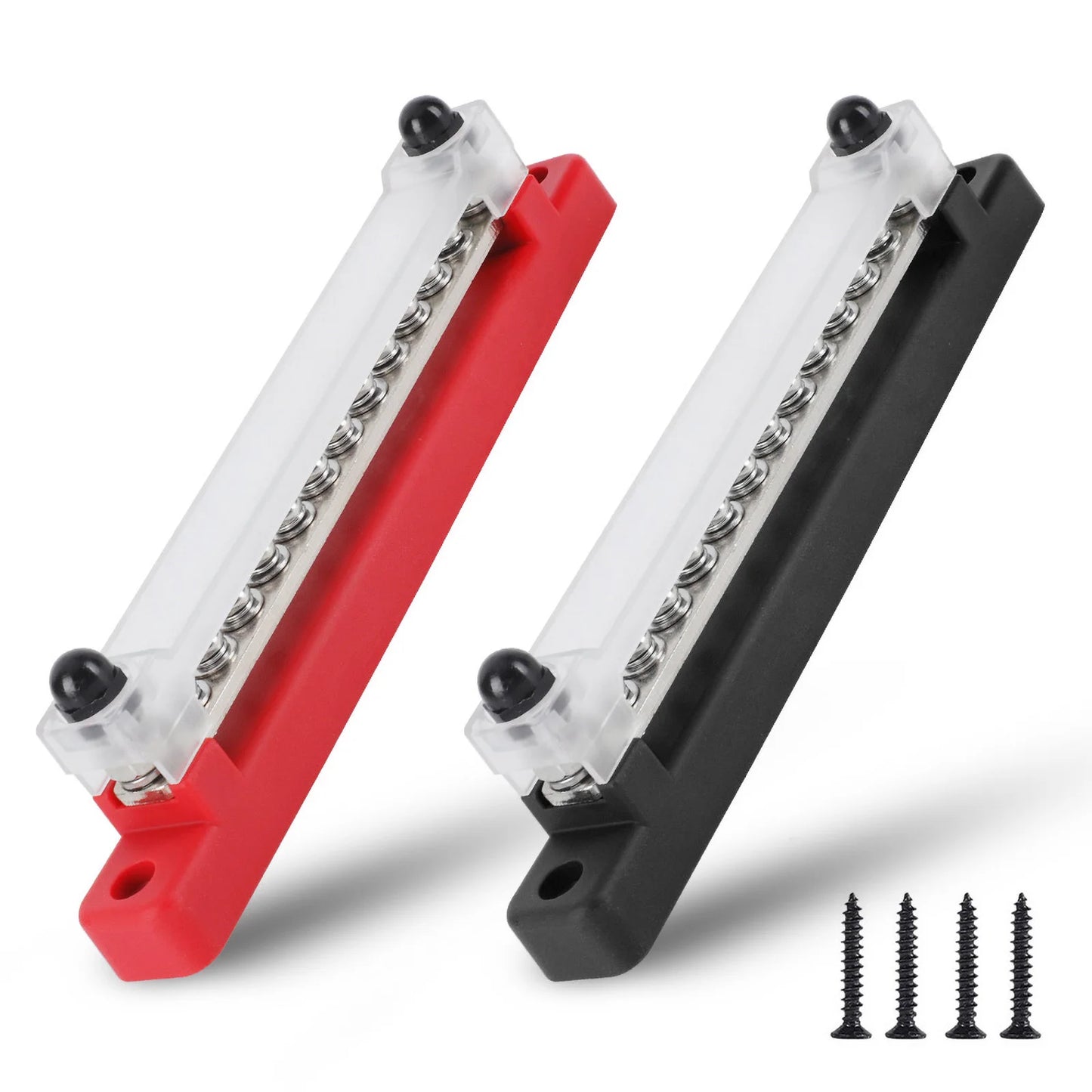 M6 12V Terminal Block Bus Bar 1/4 Inch Stud 150A Electrical Power Distribution Block Bus Bar for Truck Boat Camper RV Caravan