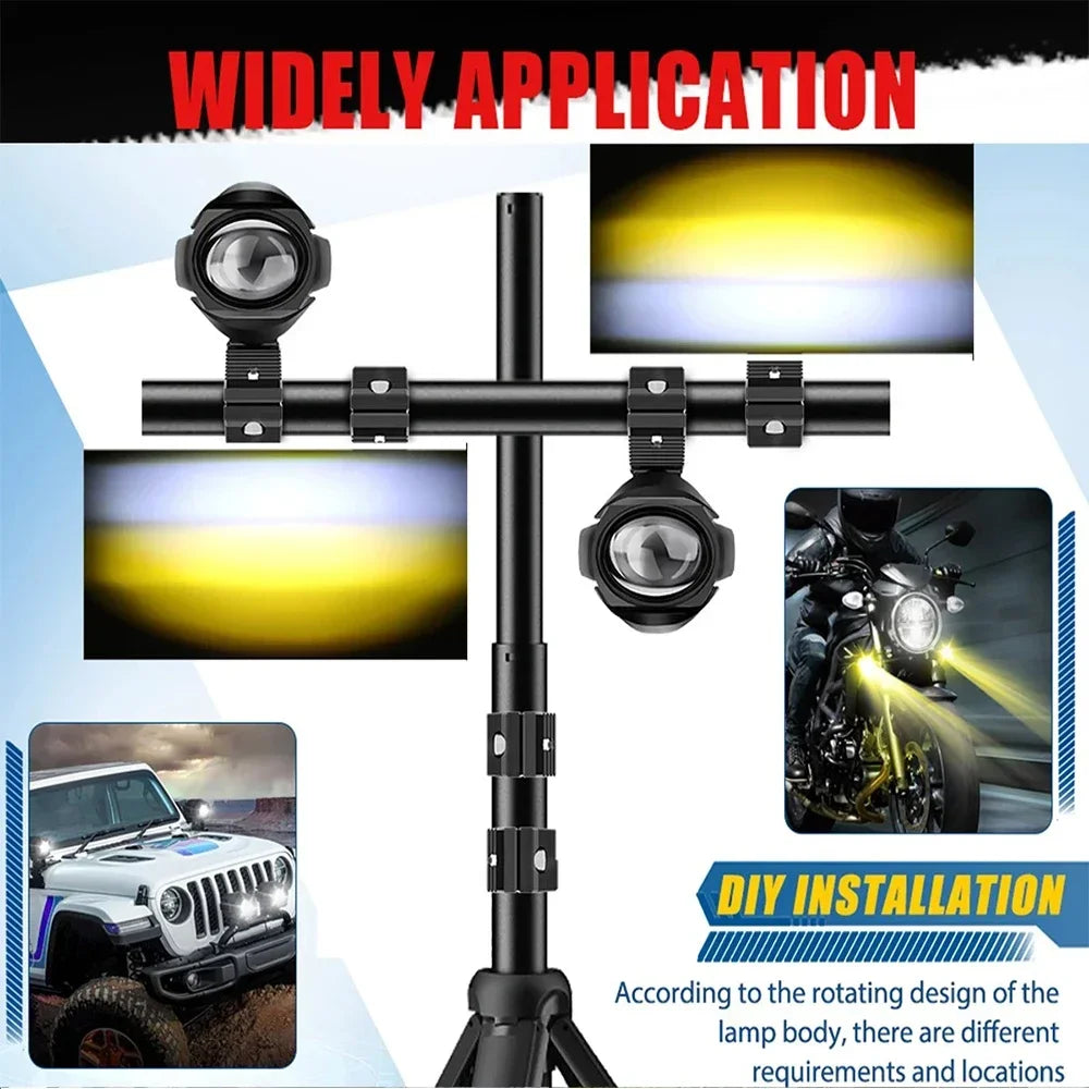 LED Motorcycle Spotlight 200W Headlight Fog Lights Accessories Off Road ADV GS UTV Truck Assisted Lamp Auxiliary Lights 12V 24V