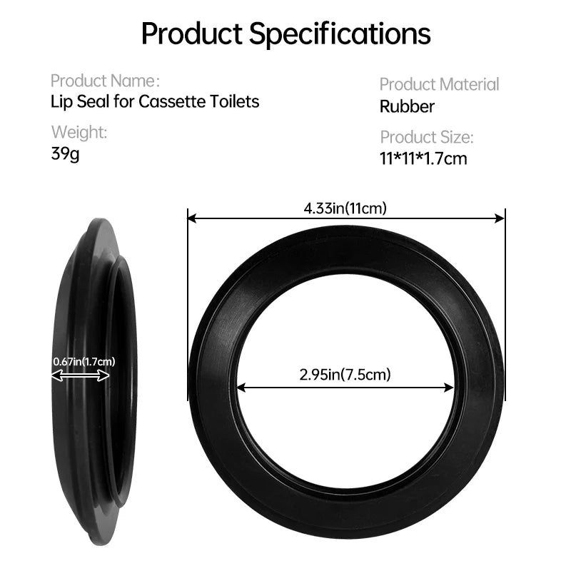 Rubber Toilet Seal for RV Cassette Waste Tank Universal Gasket Ring for Camper Caravan, Portable Toilets