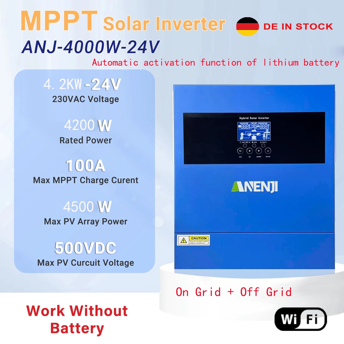 Hybrid Solar Inverter 11KW 6.2KW 4.2KW 2KW MPPT Pure Sine Inverter 48V 24V 12V Built-in 160A 120A 100A  Solar Charger PV 500VDC