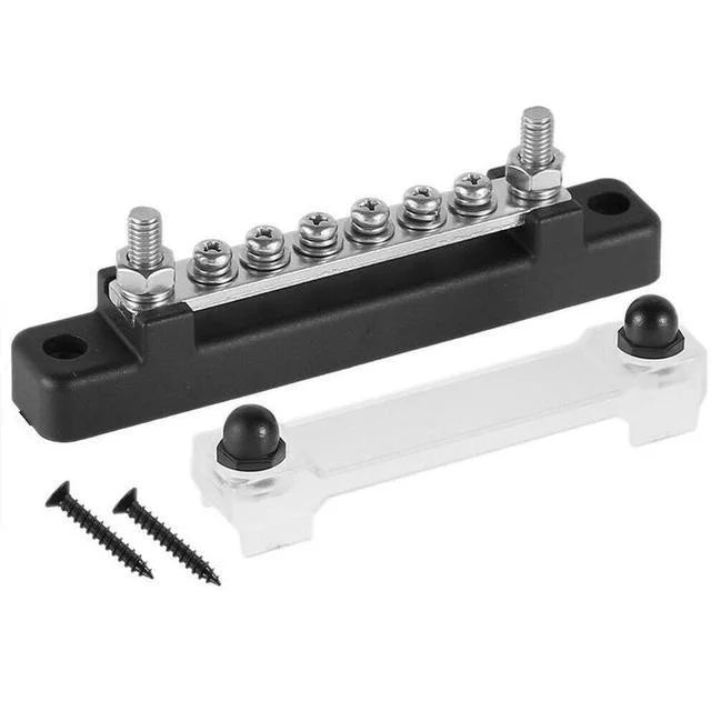 M6 12V Terminal Block Bus Bar 1/4 Inch Stud 150A Electrical Power Distribution Block Bus Bar for Truck Boat Camper RV Caravan
