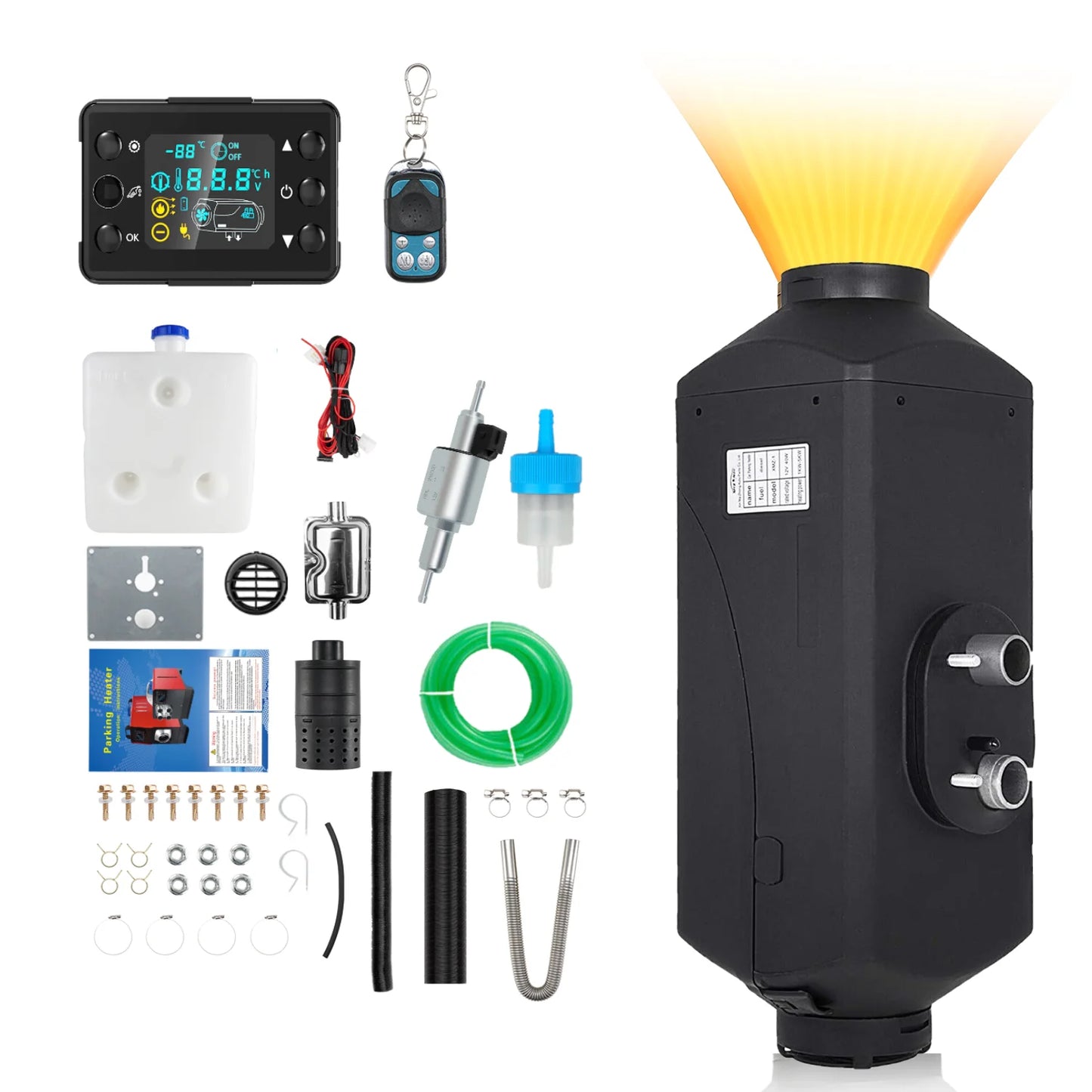 12V 5KW Diesel Air Heater 5000W 24V Portable Parking Heater Saving Fuel&Efficient with Digital Monitor for Trucks Boat Van Car