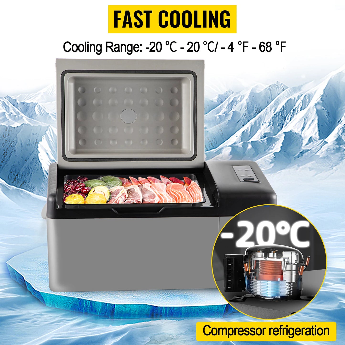 Sihao Car Refrigerator 15L-50L Mini Fridge Freezer Portable Compressor Cooler 12/24V DC 110-240V Ice Box Driving Camping Picnic