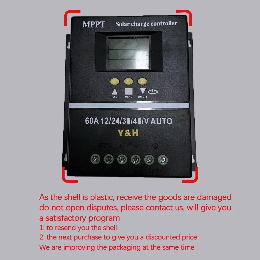Y&H MPPT 60A 80A 100A Solar Charge Controller with LCD Dual USB Output, 12V 24V 36V 48V Lead Acid Lithium Batteries Charger