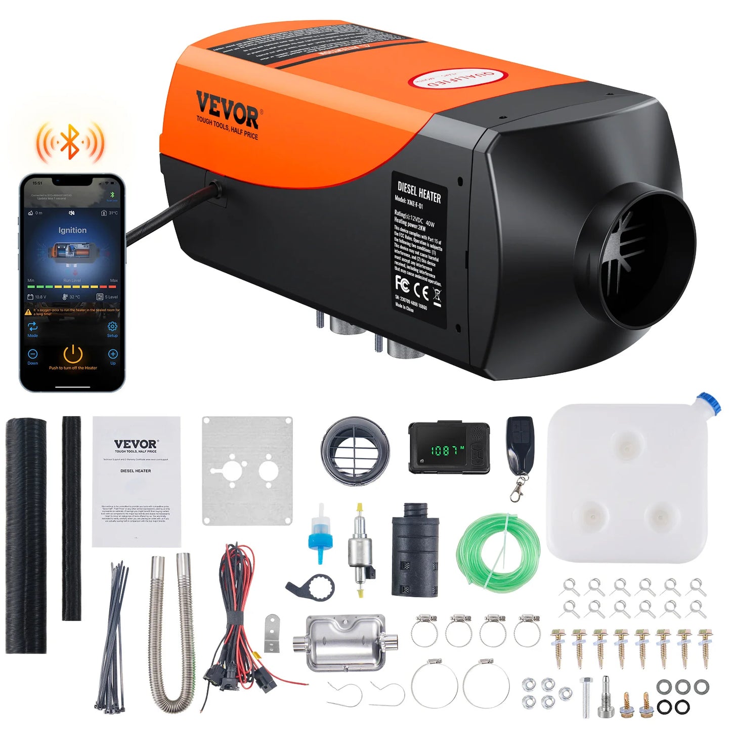 SucceBuy Diesel Heater 12V 2/5/8KW Diesel Heater with Remote Control Parking Heater Car Heater for RV Trailer Camper Van Boat