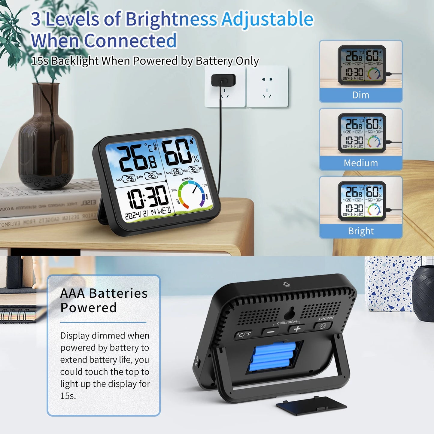 Weather Station Colorful Large Temperature Humidity Meter Home Thermometer Hygrometer Indoor Temperature And Humidity Metor