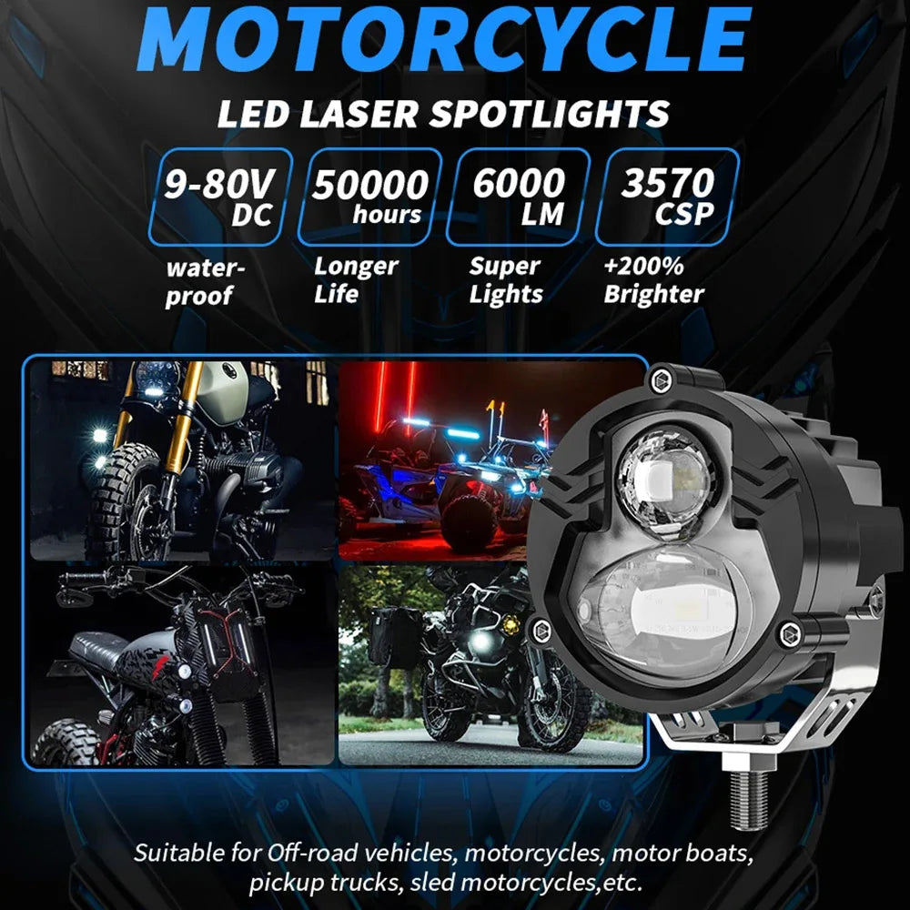 3''Laser Headlights for Wrangler High Beam Laser Spotlights Super Penetrating Fog Lights for Vehicles Truck Motorcycle 6000K