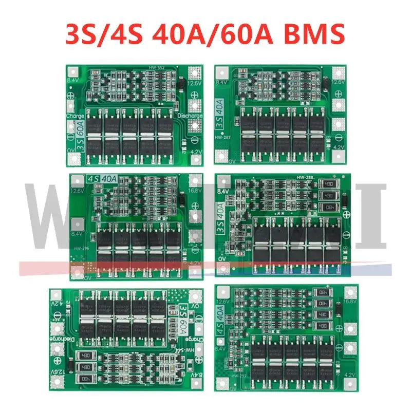 3S 4S 40A 60A Li-ion Lithium Battery Charger Protection Board 18650 BMS For Drill Motor 11.1V 12.6V/14.8V 16.8V Enhance Balance