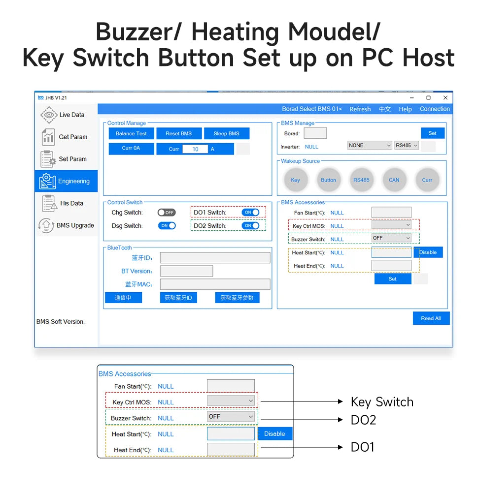 Smart BMS accessory bluetooth UART RS485 cable CANbus Power Board LCD dispay for daly 8S 10s 13s 14s 16S 20S BMS 100BALANCE