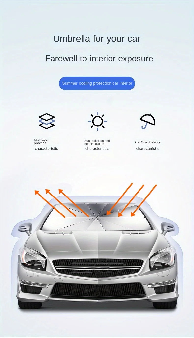 Car Front Windshield Sunshade Umbrella Summer Sun Protection Sunshade Blocking Car Interior Cooling Supplies