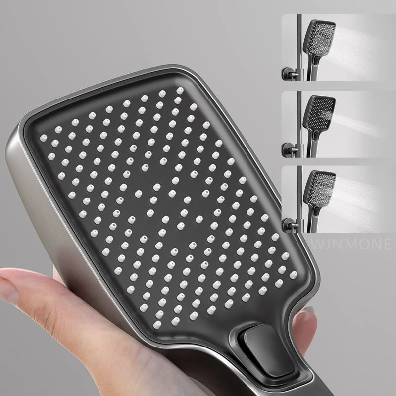 Bathroom Smart Shower System Set Temperature Digital Display LED Bathtub Rainfall Mixer Brass Shower Faucet Full Set with Lights