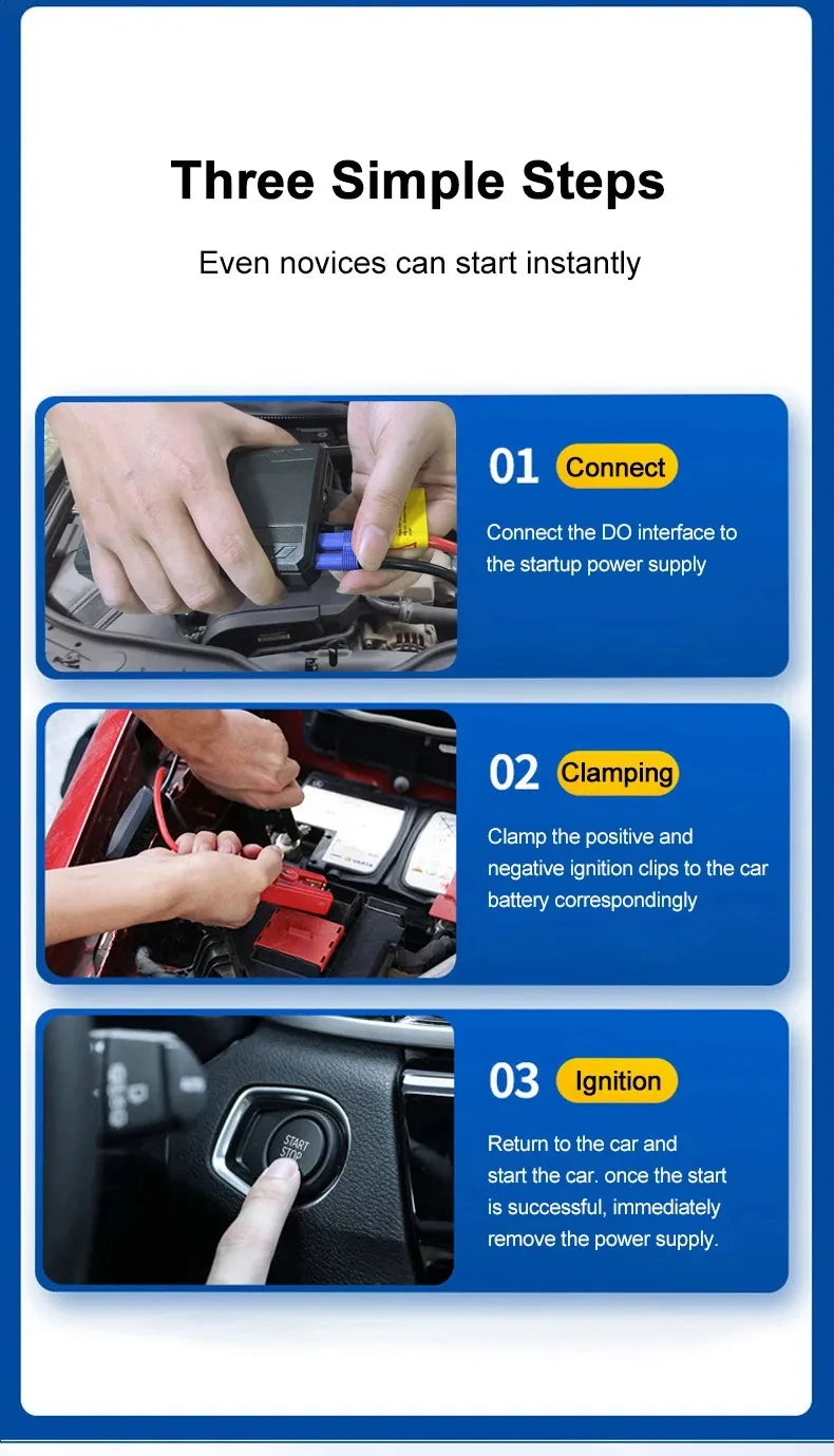 EAFC 2000A Car Jump Starter Portable Power Bank 20000mAh Car Battery Booster 12V Auxiliary Starting Device for Diesel Gasoline