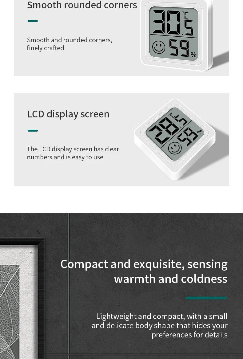 LCD Digital Thermometer Hygrometer Indoor Room Electronic Temperature Humidity Meter Sensor Gauge Weather Station For Home ﻿