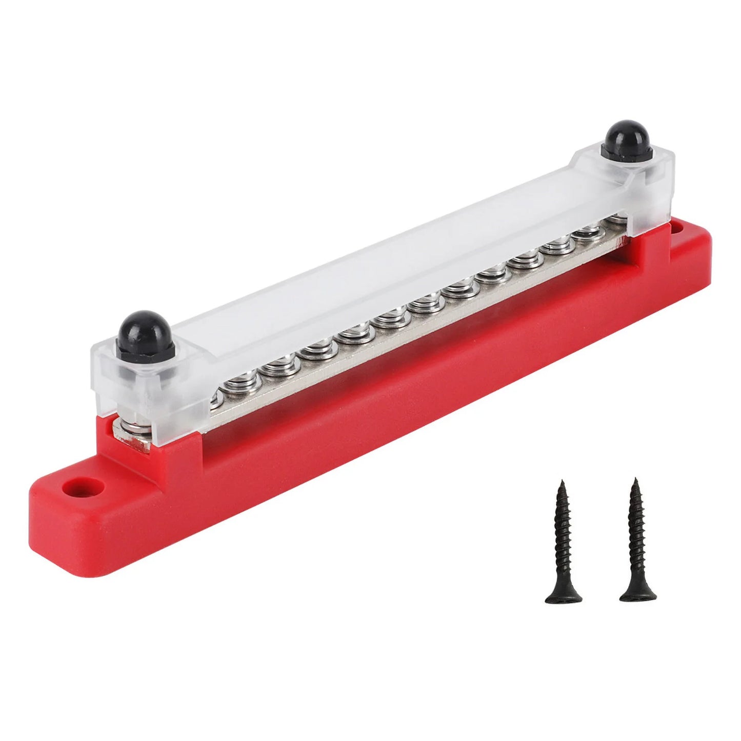 M6 12V Terminal Block Bus Bar 1/4 Inch Stud 150A Electrical Power Distribution Block Bus Bar for Truck Boat Camper RV Caravan