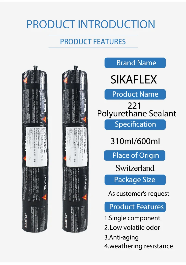Original Sikaflex 221 Sealant Adhesive Multi-Purpose Elastic Polyurethane Sealant for Exterior Sealing 310ml