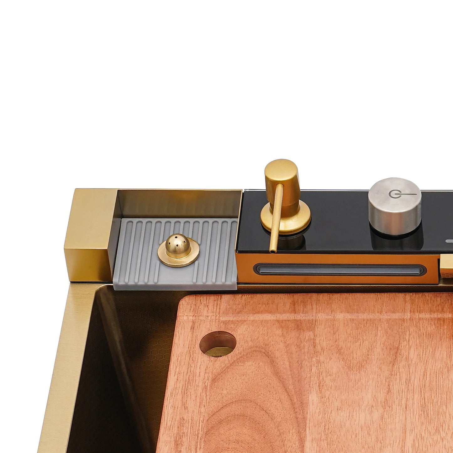 Digital Display Waterfall Kitchen Sink Set with Faucet Hoses| 75*46*22cm Gold Stainless Steel Sink Set for Modern Home