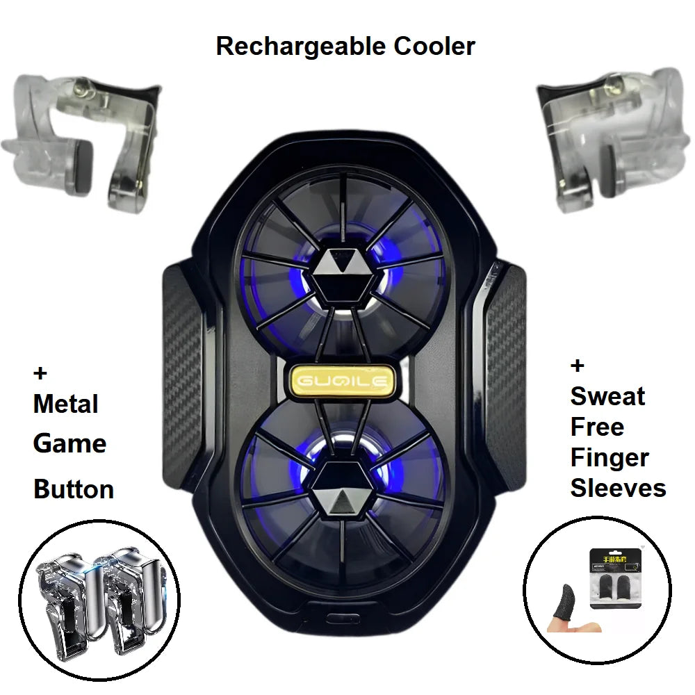 FS01 Dual Fan Rechargeable Mobile Phone Cooler Radiator Long Lasting Stronger Cooling Air Cooling Clip design with Game Button
