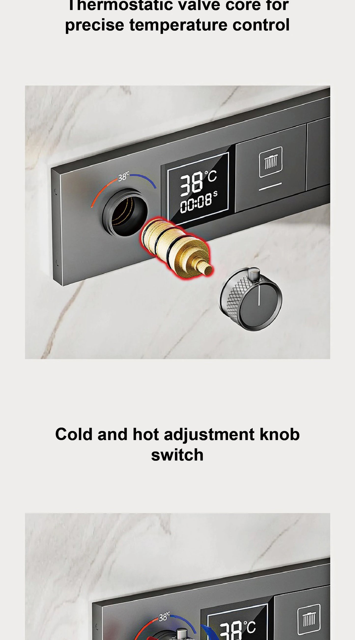 AITANA Luxury Brass Gunmetal LED Display Thermostatic Shower System Bathroom Ceiling embedded concealed giant curtain Rainfall