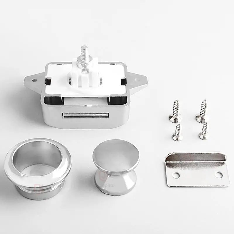 Keyless RV Push Cabinet Locks Cabinet Door Catches Locks Drawer Keyless Zinc Alloy Button For RVs Camper Van Caravan Motorhome