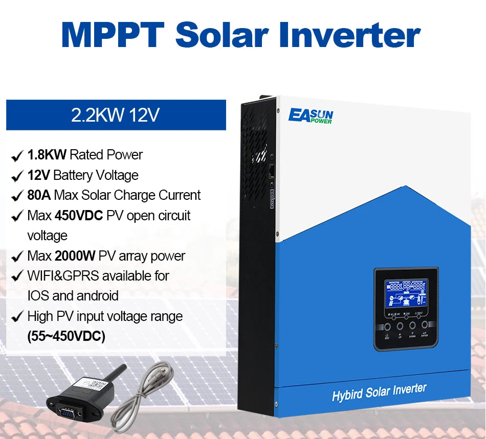 Easun 4.2KW 6.2KW solar inverter 24VDC 48vDC hybrid mppt 6200W pure sine wave hybrid charge controller 120A off grid On Grid New