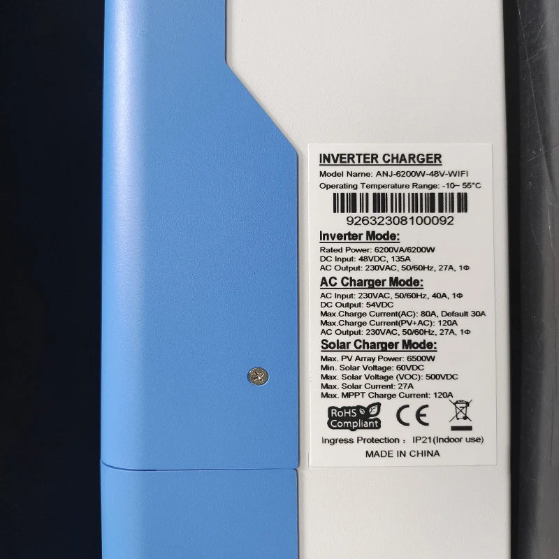 Hybrid Solar Inverter 11KW 6.2KW 4.2KW 2KW MPPT Pure Sine Inverter 48V 24V 12V Built-in 160A 120A 100A  Solar Charger PV 500VDC