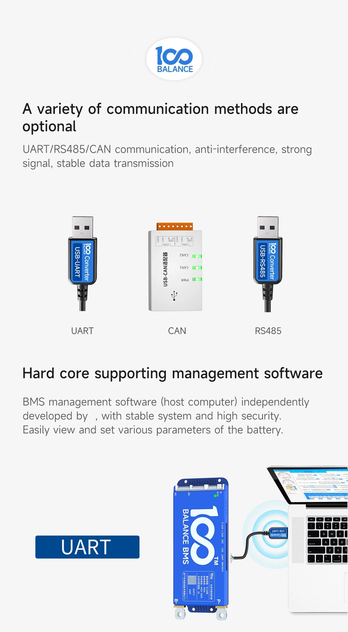 Smart BMS accessory bluetooth UART RS485 cable CANbus Power Board LCD dispay for daly 8S 10s 13s 14s 16S 20S BMS 100BALANCE