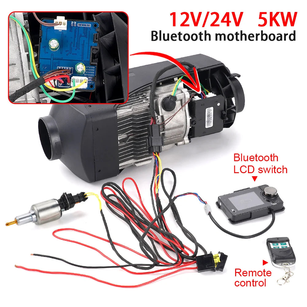 5KW Parking Heater Bluetooth Motherboard Switch Remote Control Wiring Harness Combination Suit Heater Accessories For Car Truck