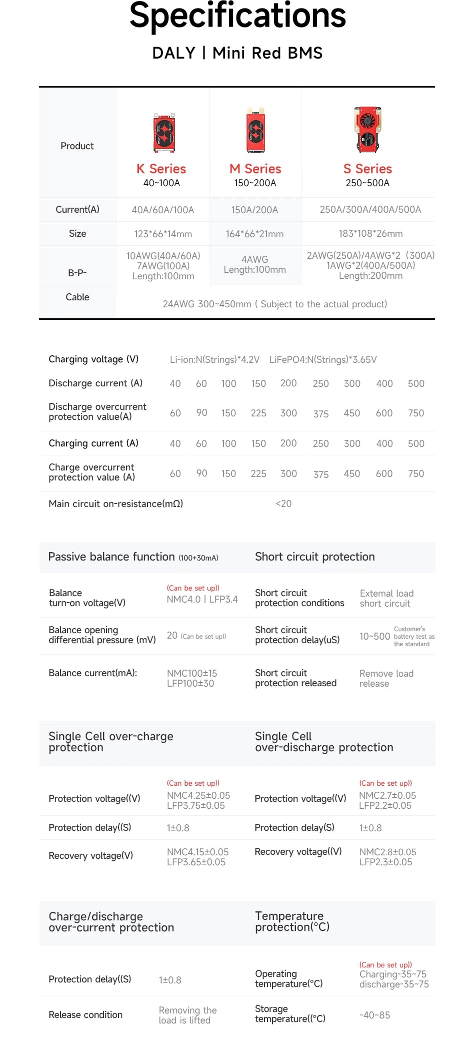 Daly Smart BMS LiFePo4 4S 12V BMS 8S 24S 72V 48V 16S 100A 150A 200A 250A 300A 3.7V Li-Ion BMS 7S 13S 14S 3.2V BMS