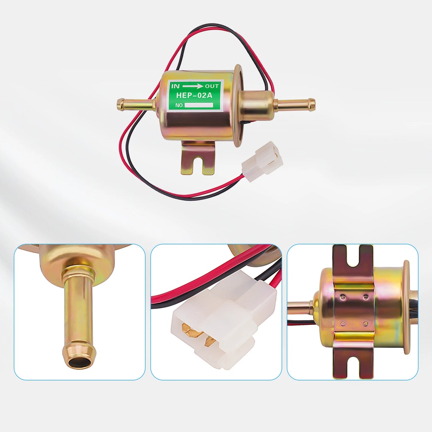 12V/24V Universal Electric Fuel Pump Low Pressure Bolt Fixing Wire Diesel Petrol HEP-02A For Car Carburetor Motorcycle ATV