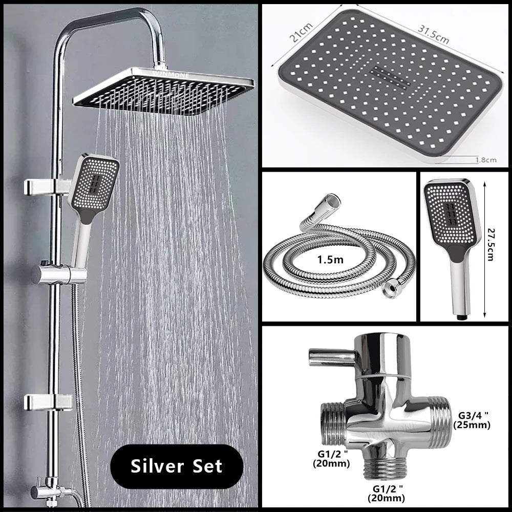 Split Shower Column Set Bathroom Faucet Single Cold Mixer Water Tap System Bathtub Taps Rainfall Shower Head Accessories Adapter