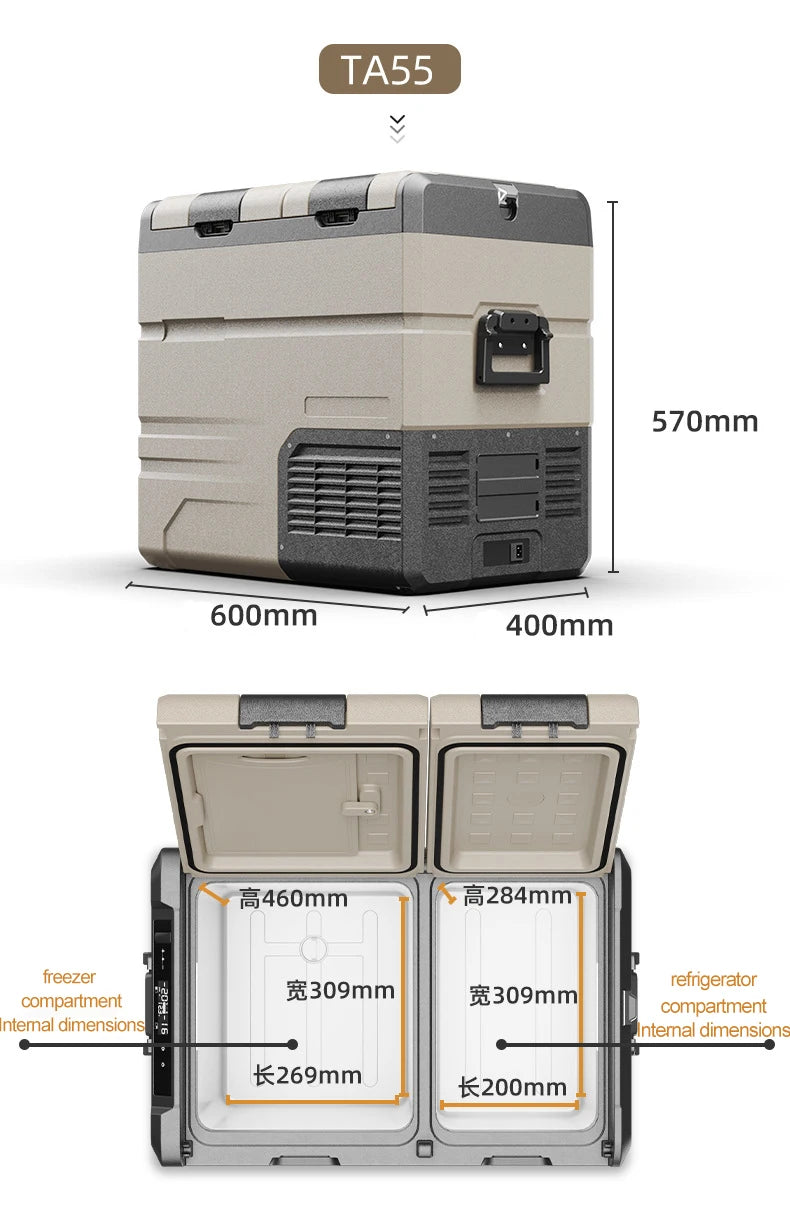 35L/45L/55L Alpicool Car Refrigerator Portable Fridge Double Door Cooler Freezer 12V 24V 220V Outdoor Home Use Camping Travel