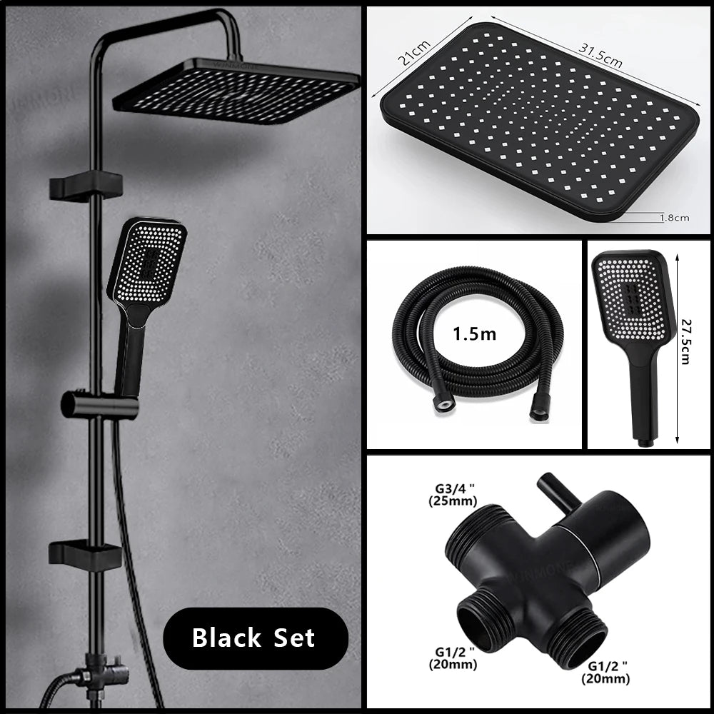 Split Shower Column Set Bathroom Faucet Single Cold Mixer Water Tap System Bathtub Taps Rainfall Shower Head Accessories Adapter