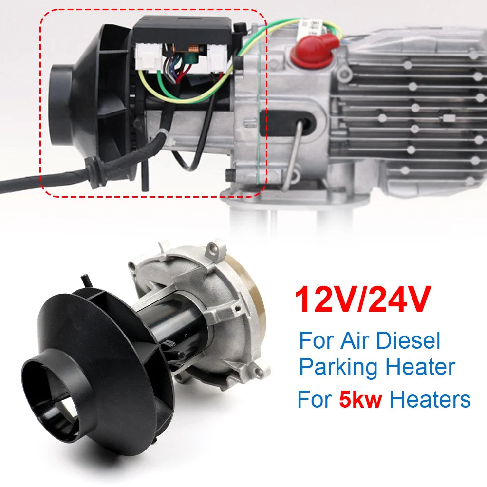 12V/24V 5KW Air Parking Heater Blower Combustion Fan Assembly Motor Start Engine Parts Diesel Air Parking Heaters D2 D4 Air Fan