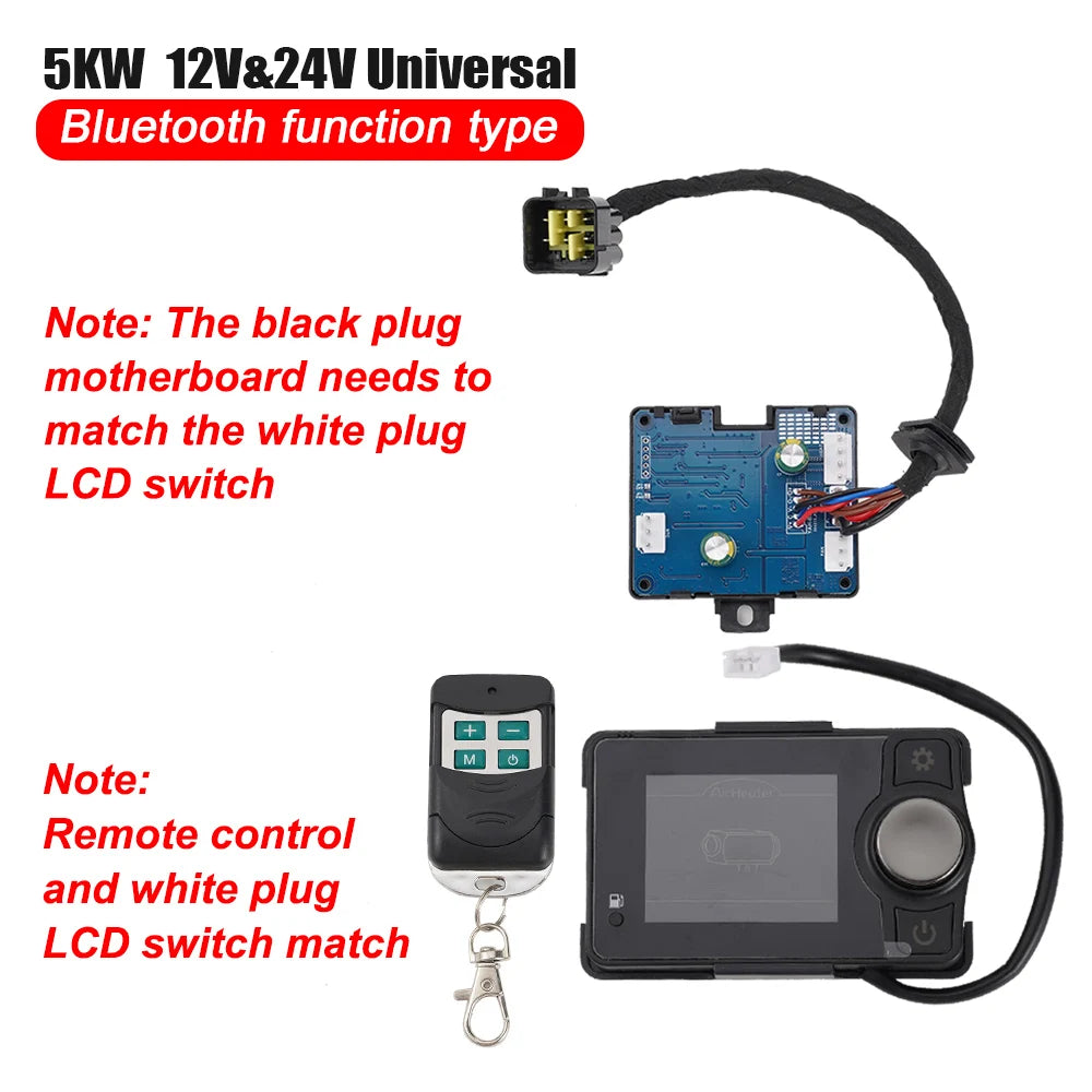 5KW Parking Heater Bluetooth Motherboard Switch Remote Control Wiring Harness Combination Suit Heater Accessories For Car Truck