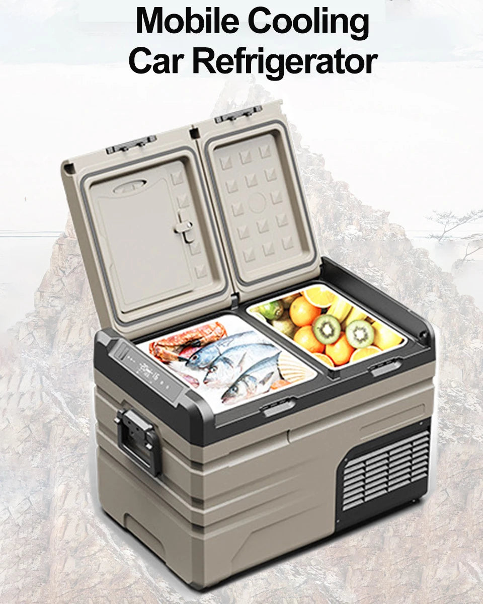 35L/45L/55L Alpicool Car Refrigerator Portable Fridge Double Door Cooler Freezer 12V 24V 220V Outdoor Home Use Camping Travel