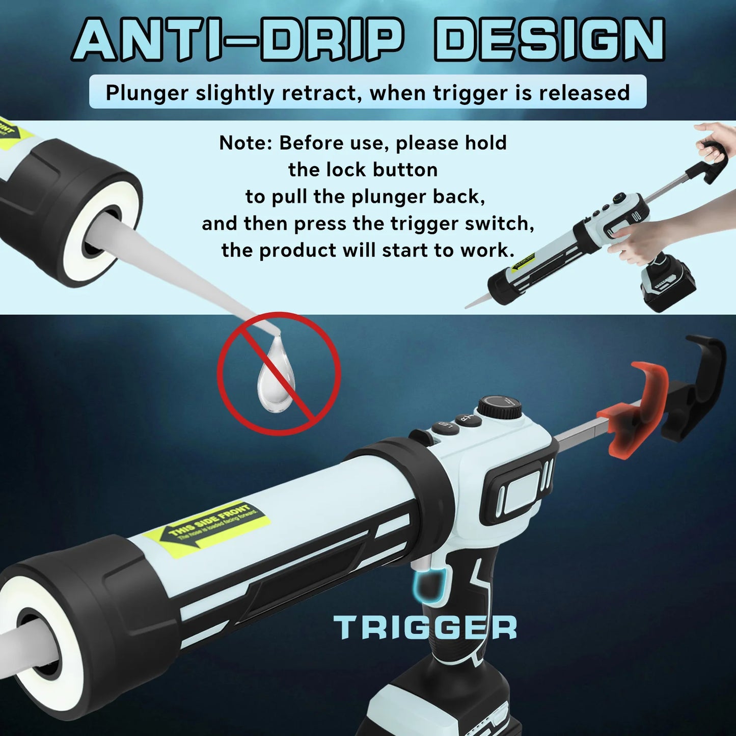 Brushless Electric Caulking Gun Stepless Speed Control Cordless Silicone Gun with LED Light for Makita 18V Battery (No Battery)