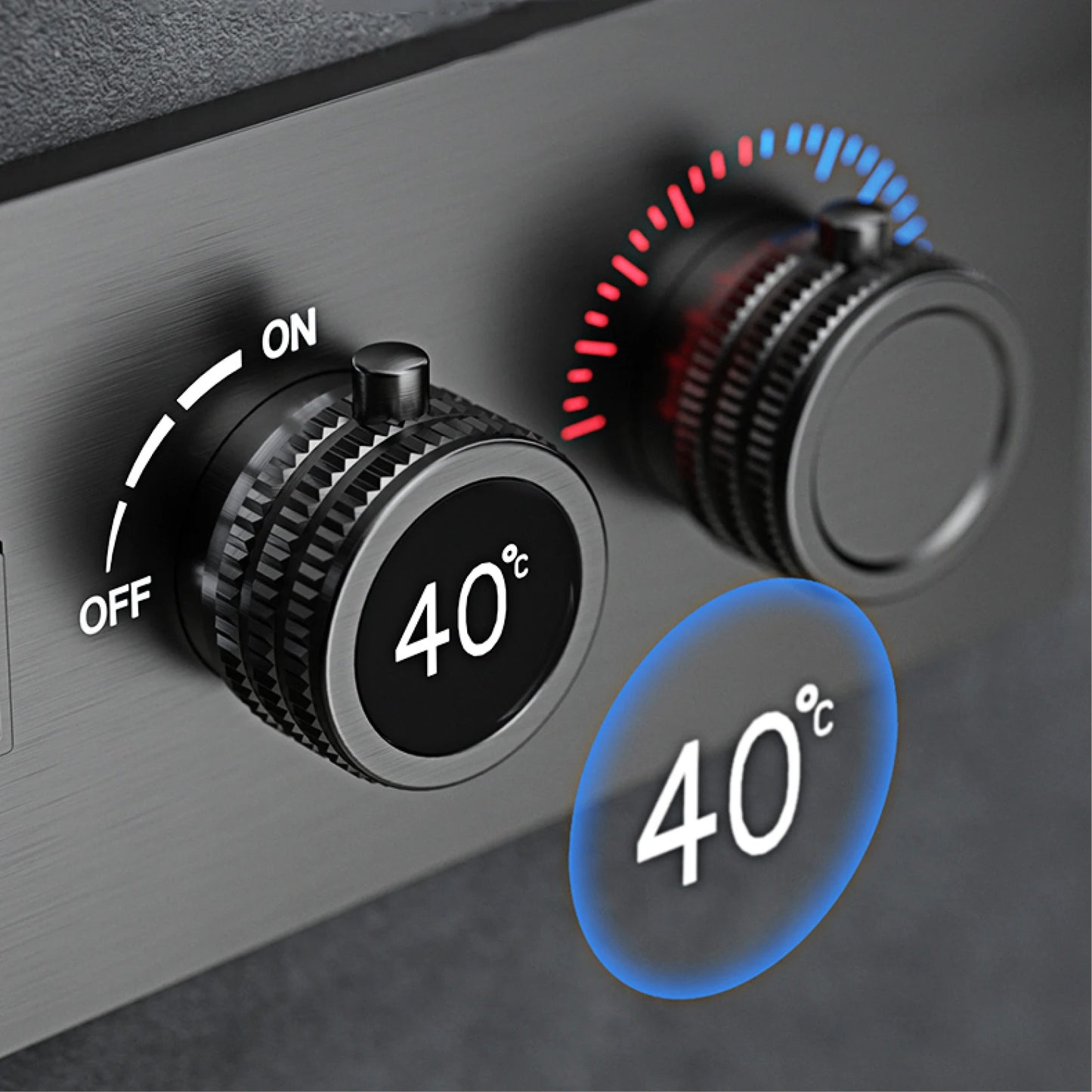 Modern brushed gold brass LED digital ceiling embedded shower system. Thermostatic 4-function waterfall/rain shower bathroom Tap