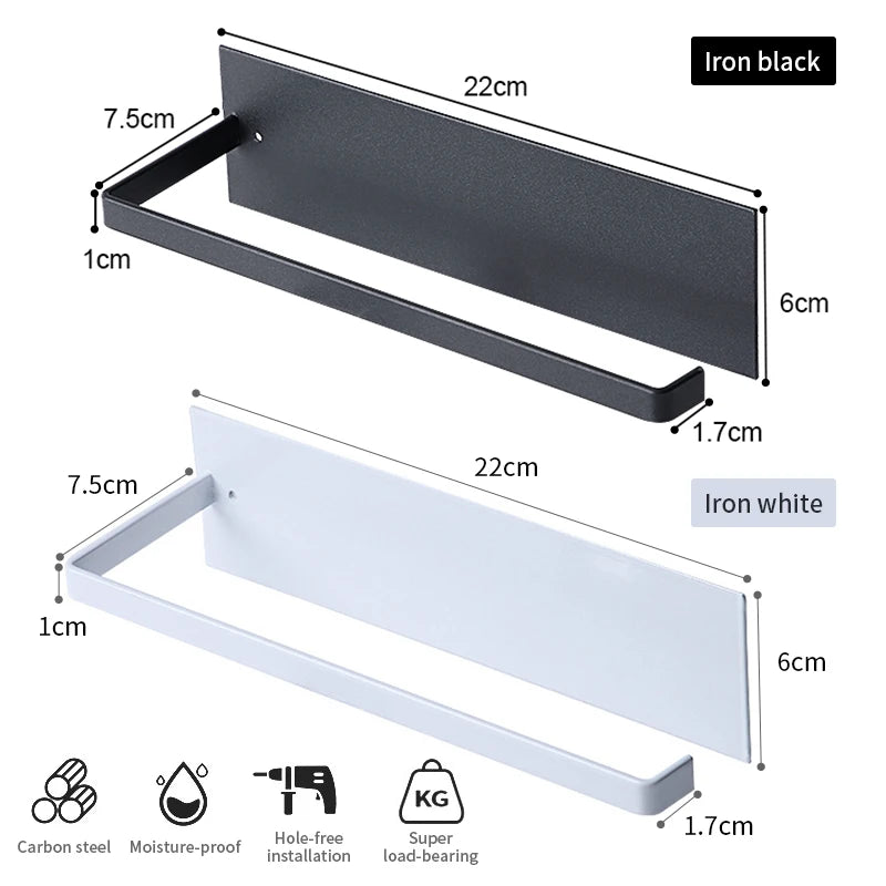 1/2pcs Punch-free Paper Towel Holder Stainless Steel Kitchen Under Cabinet Roll White Black Bathroom Wall-mounted Tissue Hanger