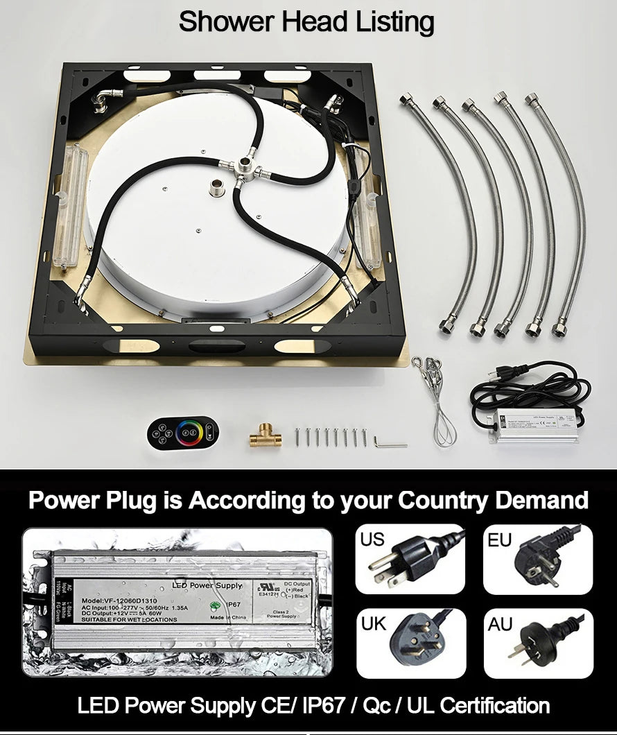 M Boenn Temperature Display Shower System Set Concealed Thermostatic Mixer Bathroom Music Shower Head Lavish Rainfall Experience