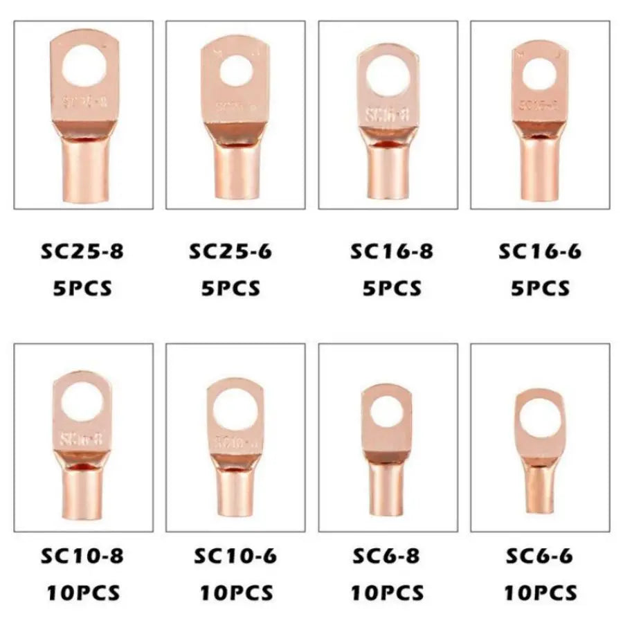 60PCS SC Tinned Copper Lug Ring Wire Connectors Bare Cable Terminal