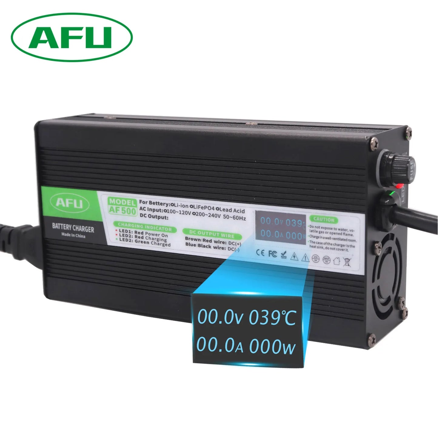 84V 5A Li-ion Battery Charger Usd For 20S 72V 74V Li-ion Battery Smart Charger With OLED Display Fast Charger Cooling Fan