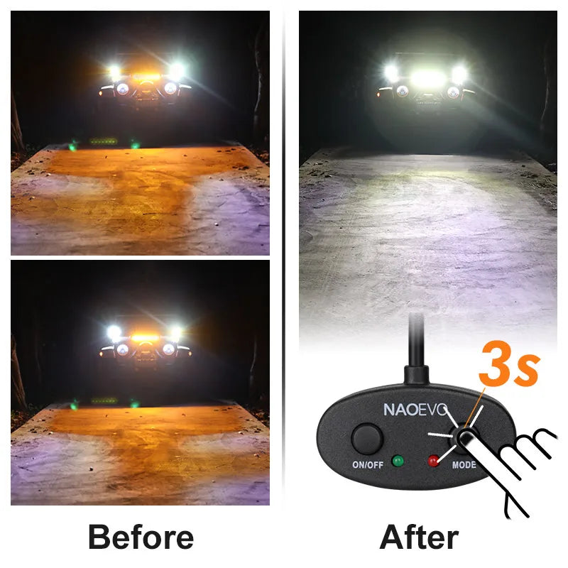 NAOEVO 120W Auto Led Light Bar 3inch Pods Work Light DRL 4x4 Truck Fog Lamp12V 24V for Jeep Tractors Boat ATV Motorcycle