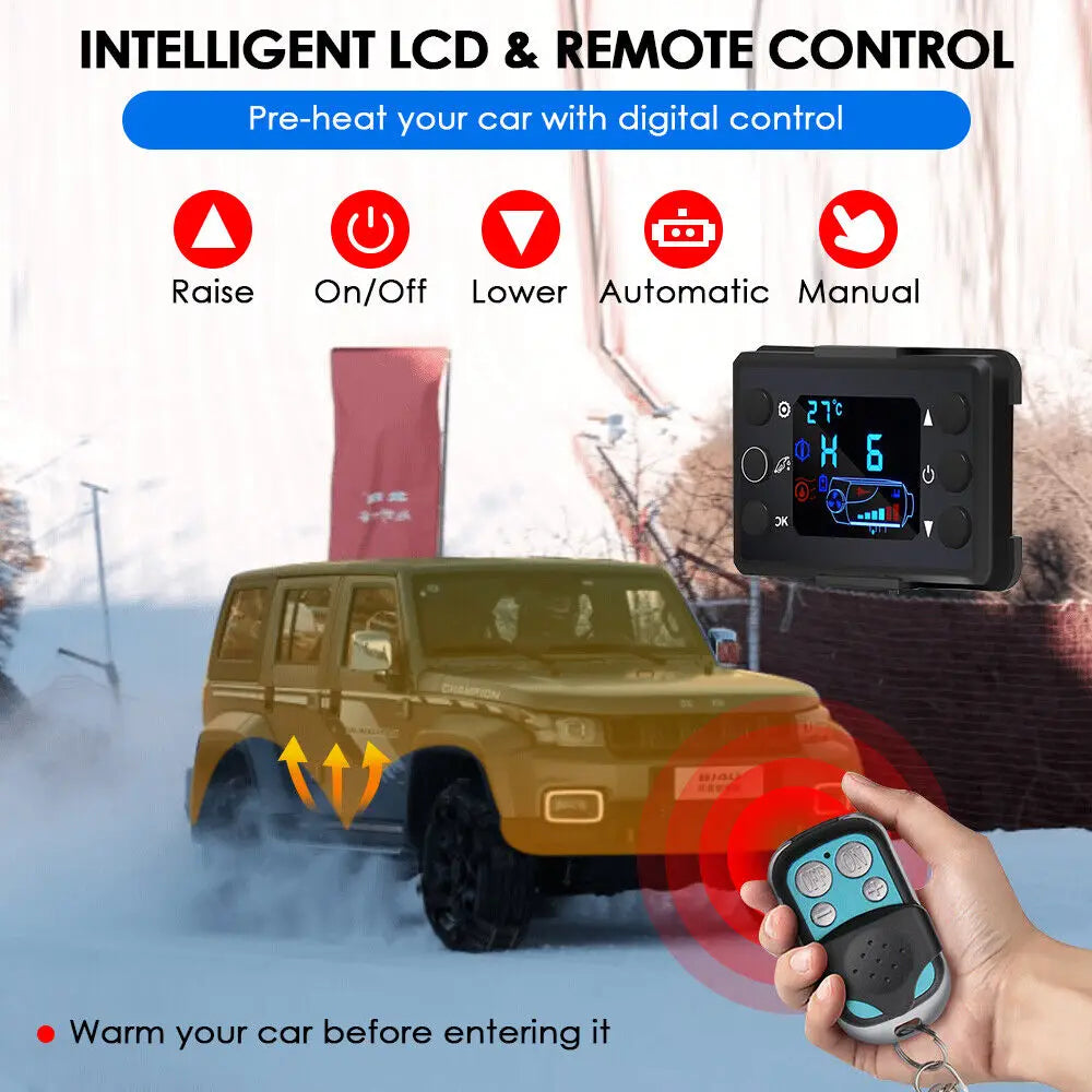 2000W Parking Heater 12/24V 2KW Portable Diesel Heater Automatic Altitude Adjustment Diesel Air Heater for Car SUV Van RV Boat