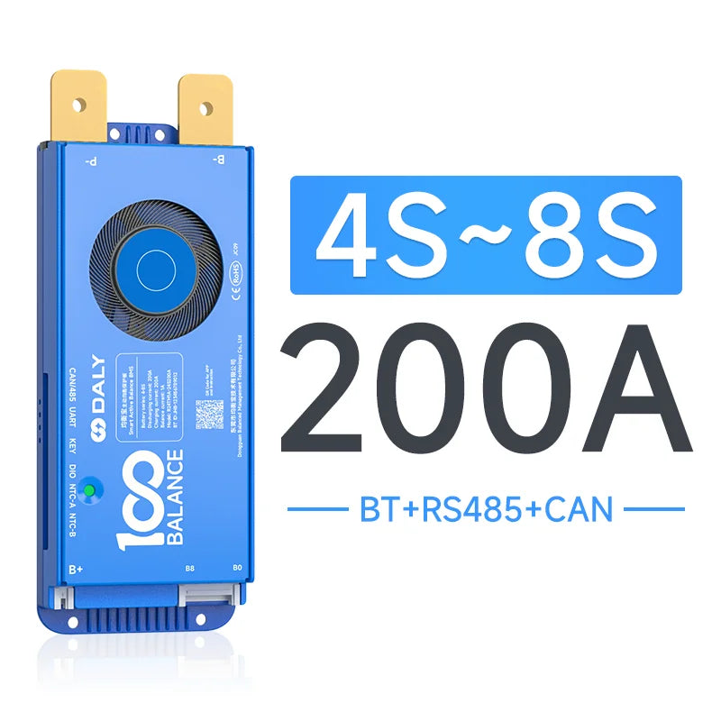 Daly bms Smart BMS 4S lifepo4 bluetooth Wifi bms 8S 24S 40A 60A 80A 1A active balance bms 16s 48v lifepo4 bms Lifepo4 100A