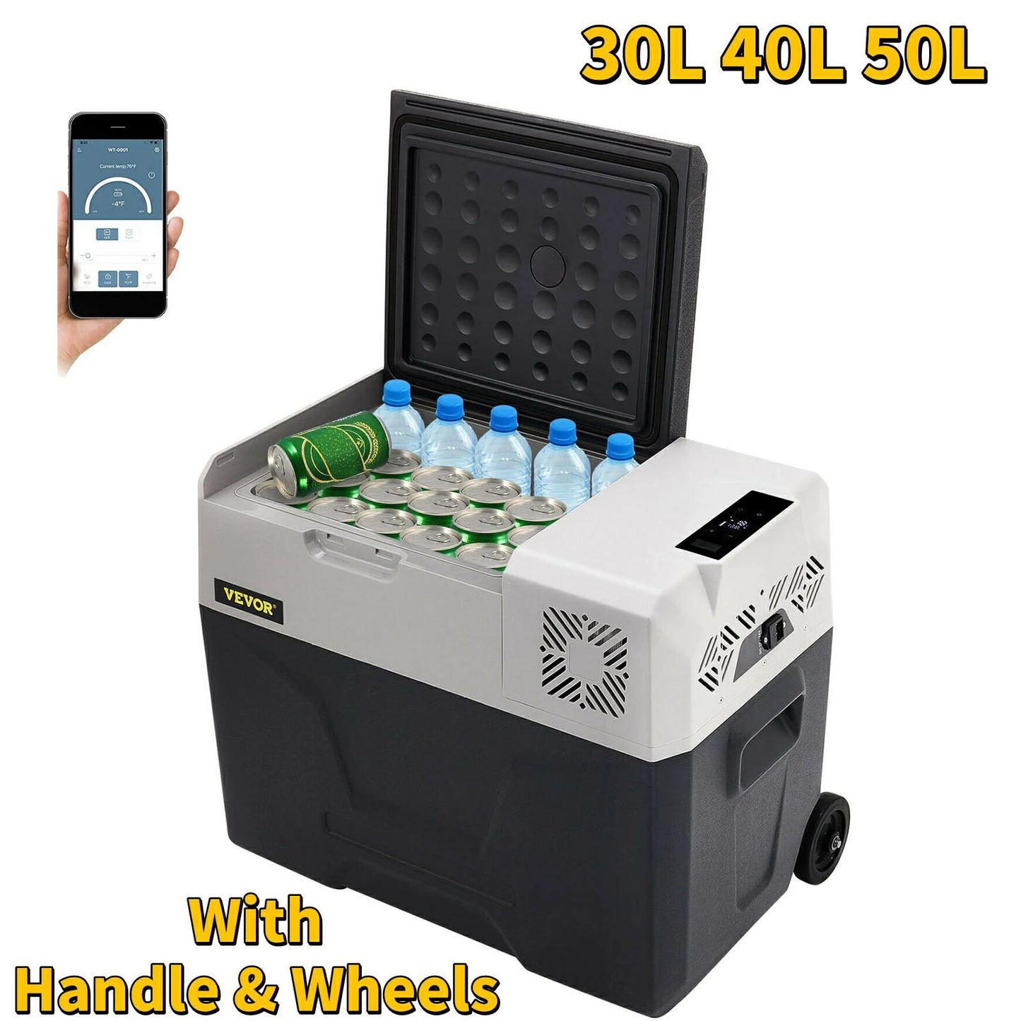 SucceBuy 30L40L50L Mini Car Refrigerator Small Fridge Freezer Portable Compressor Cooler 12V/24V 220V for Driving Camping Picnic