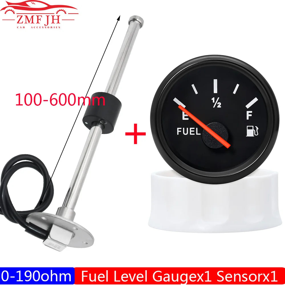 Water Level Sensor+52mm Water Level Meter Tank Indicator With Red Backlight 0-190Ohm Water Level Gauge for Car Boat 9-32V Custom